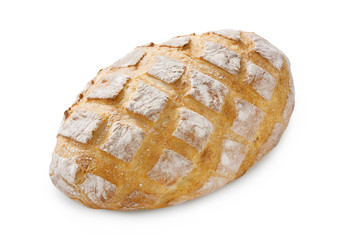 Baguette loaf with checkered crust isolated