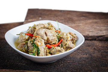 hot and spicy soup with pork ribs with Thai herb
