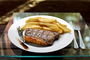 Steak with fries