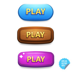 Colorful buttons with Play tittle. Bright vector buttons for web and mobile.