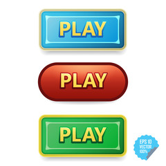 Colorful buttons with Play tittle. Bright vector buttons for web and mobile.