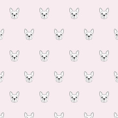 French bulldog head isolated on white background. line tattoo design animal head. Vector illustration. wallpaper background.