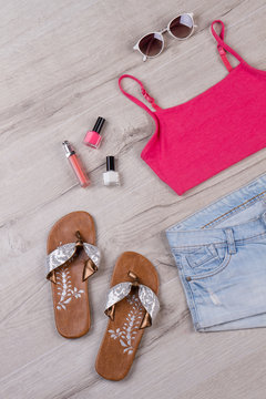 Bright summer outfit for a young girl.