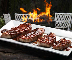 Roasted pork with barbecue sauce