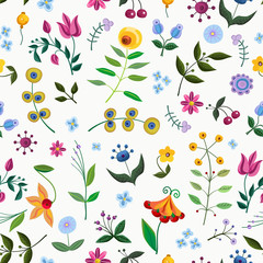 Vintage seamless pattern with abstract fancy flowers.