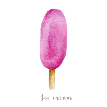 Watercolor hand drawn ice cream. Isolated dessert illustration on white background