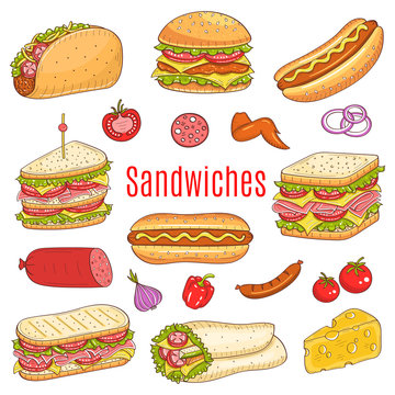 Sandwich set, vector sketch illustration
