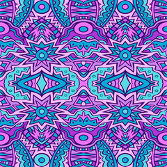 Seamless ethnic pattern in lilac and turquoise colors.