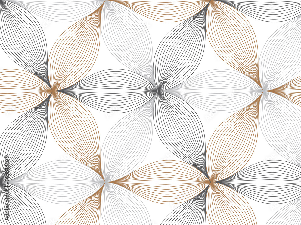 Wall mural flower pattern vector, repeating linear petal of flower, geometric vector pattern repeat