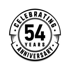 54 years anniversary logo template. Vector and illustration.