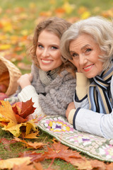 Senior woman with daughter resting 