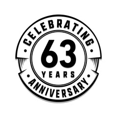 63 years anniversary logo template. Vector and illustration.