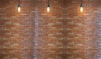 Old interior room with brick wall and three light spots
