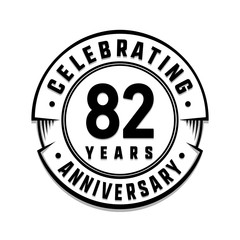 82 years anniversary logo template. Vector and illustration.
