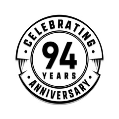 94 years anniversary logo template. Vector and illustration.