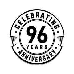 96 years anniversary logo template. Vector and illustration.
