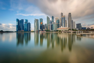 Fototapeta na wymiar Daylight and bridge in Singapore City with panorama view, Singapore