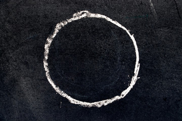 Fototapeta na wymiar White chalk drawing as circle shape on black board background