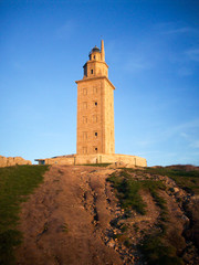 Fototapeta na wymiar a lighthouse in la coruna, spain