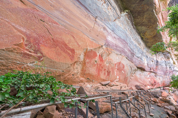 Pre-historical cave paintings over 3000 years at Pha Tam National Park, Ubon Ratchathani, Thailand