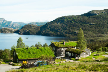 Norwegian fjord landscape in the summer