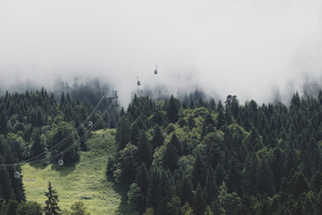 Foggy cable cars