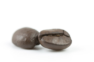 Fototapeta na wymiar Close up coffee bean on white isolated background. macro
