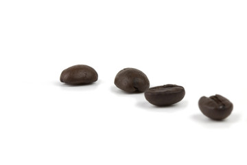 Close up coffee bean isolated. white background