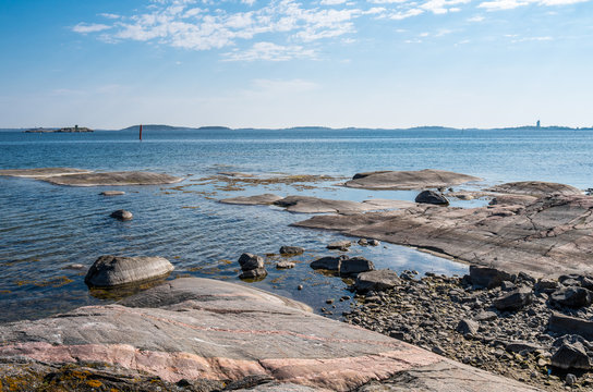 Seashore in Hanko Finland during the sunny quiet day