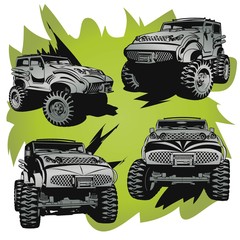 Off-Road cars. Objects are located on a separate layer