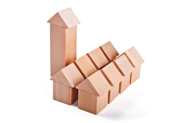 Obraz premium Toy houses made of wooden blocks