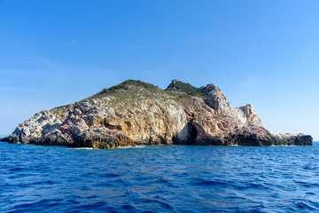 Fototapeta na wymiar small island of Cerboli in the tuscan archipelago, italy