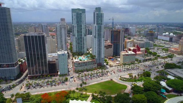 Aerial drone video Vice construction development Downtown miami 4k