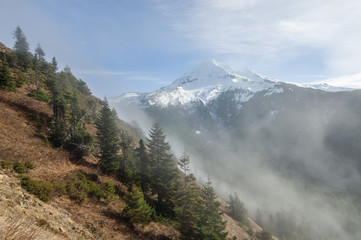 Fog rolling over the pass near Mt Hood