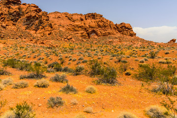Valley of Fire State Park with 40,000 acres of bright red Aztec sandstone outcrops nestled in gray and tan limestone II