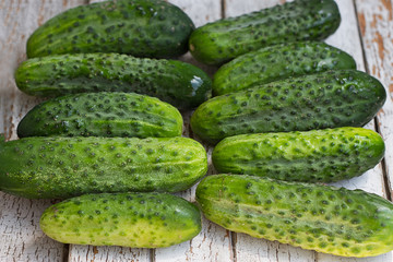 Cucumbers on white background