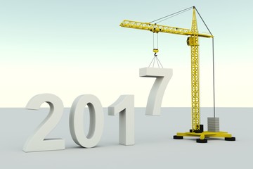 2017 concept building crane white background 3d illustration