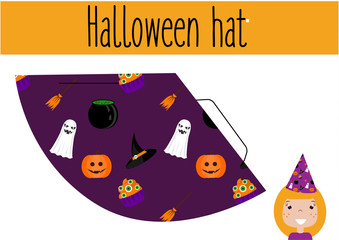 DIY children educational creative game. Make a Halloween party hat