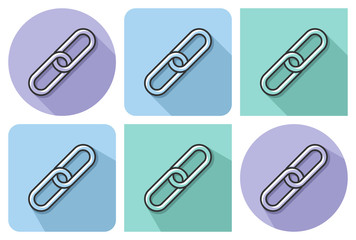 Outlined icon of chain with parallel and not parallel  long shadows