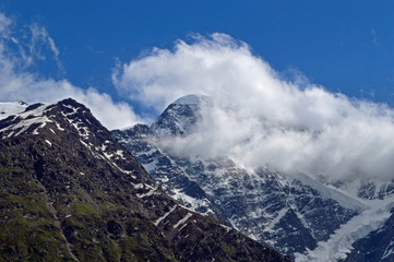 Caucasus Mountain Range. Mountains and glaciers in Elbrus region