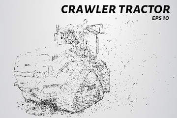 Fototapeta na wymiar Crawler tractor from the particles. Agricultural machinery breaks down into small molecules. Vector illustration