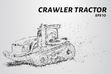 Obraz premium Crawler tractor from the particles. Agricultural machinery breaks down into small molecules. Vector illustration