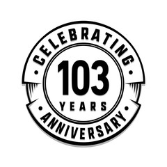 103 years anniversary logo template. Vector and illustration.