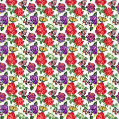 Wildflower rose flower pattern in a watercolor style. Full name of the plant: rose. Aquarelle wild flower for background, texture, wrapper pattern, frame or border.