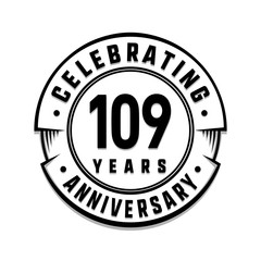 109 years anniversary logo template. Vector and illustration.
