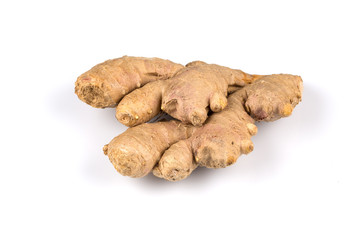 fresh ginger on white background