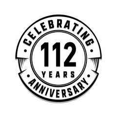 112 years anniversary logo template. Vector and illustration.