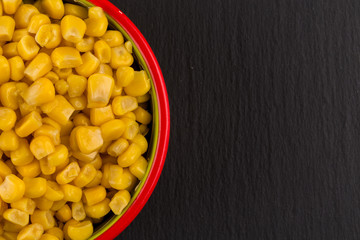 sweet canned corn in bowl