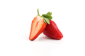 Red ripe strawberry fruits