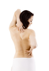 Woman massaging back pain